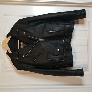 Women's Black Genuine Leather Biker Jacket By Guide Gear Size 12